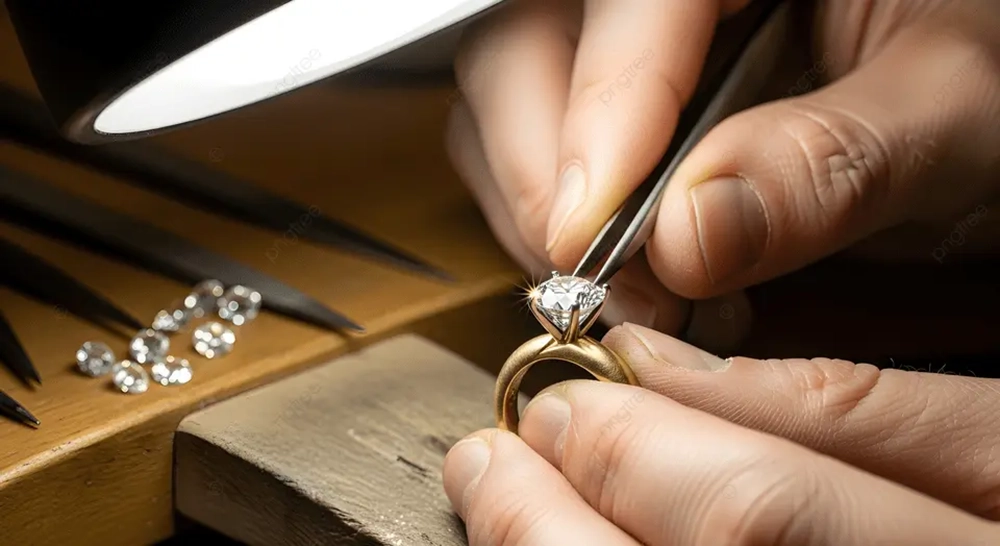 pngtree jeweler meticulously setting a diamond into gold ring with tweezers under image 20241719